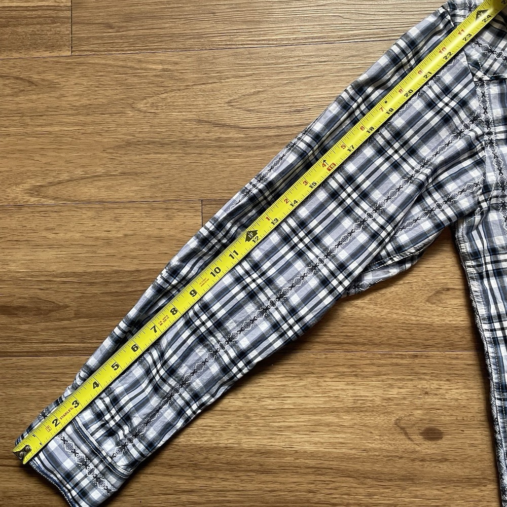 Panhandle Rough Stock Shirt Womens Small Plaid Western Pearl Snap Embroidered - Picture 14 of 15